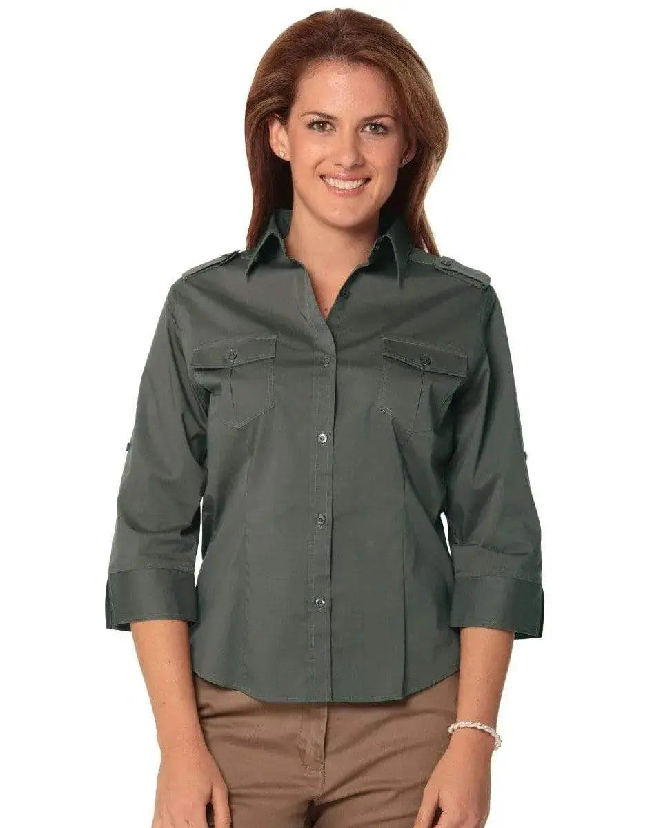 BENCHMARK Women's 3/4 Sleeve Military Shirt M8913 Metro Workwear.